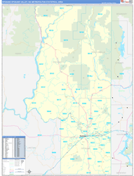 Spokane-Spokane Valley Metro Area Wall Map Basic Style 2024